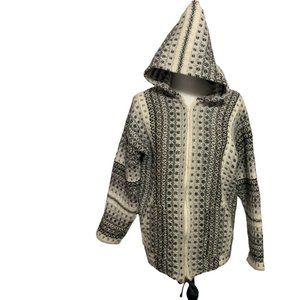 100% Wool Zip Up Hoodie Jacket - Unisex (No Tag - See photos for Measurements)